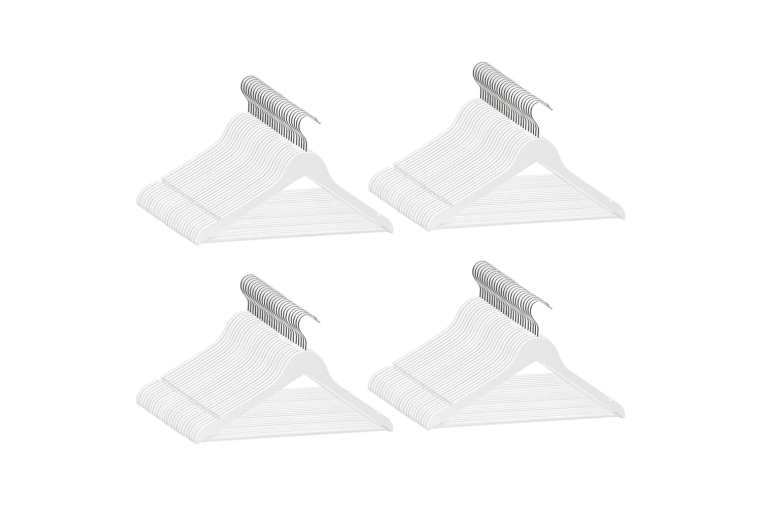 Vidaxl 289916 100 Pcs Clothes Hanger Set Non-slip White Hardwood-2