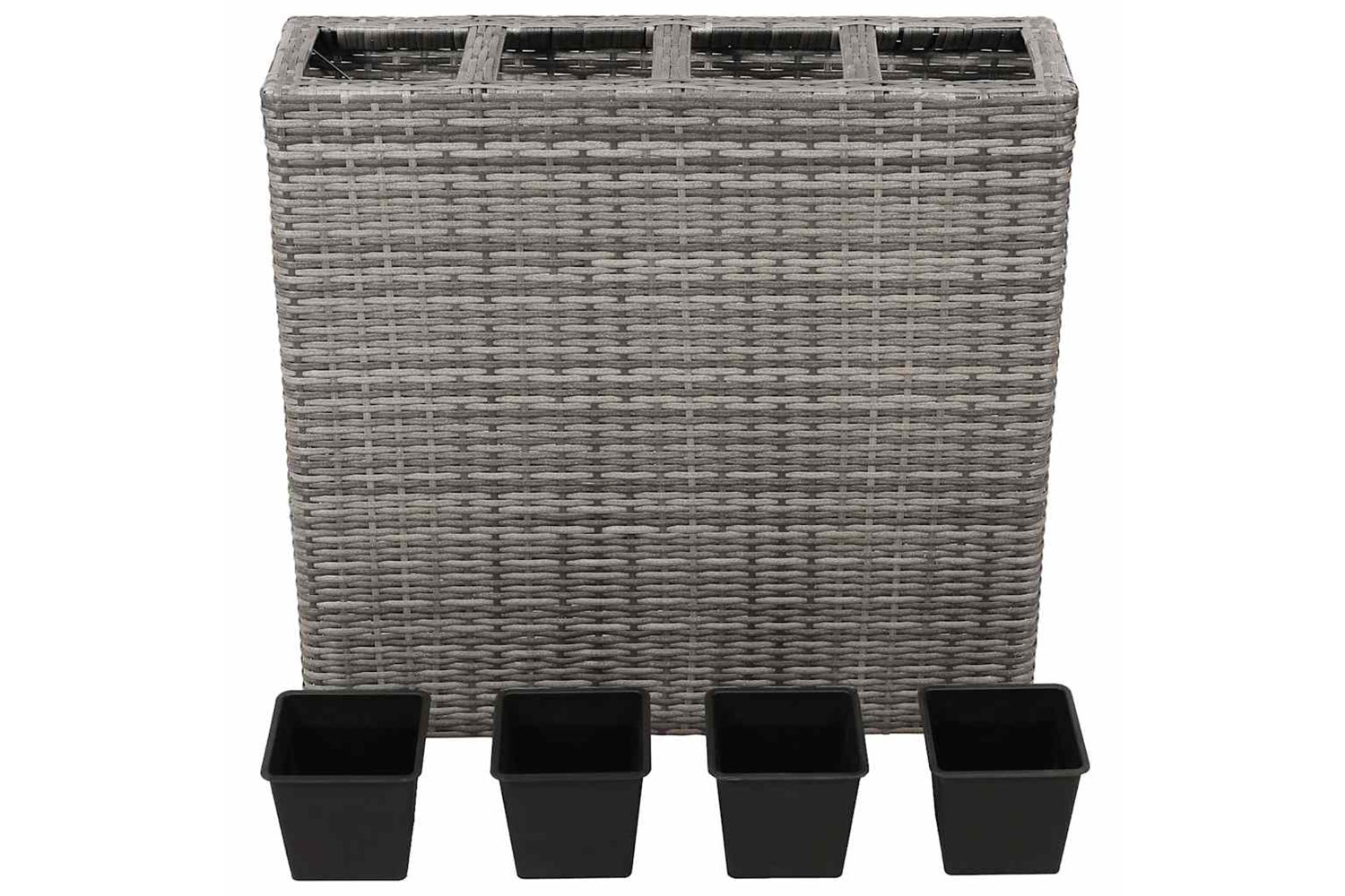 Vidaxl 45426 Garden Raised Bed With 4 Pots Poly Rattan Grey-2