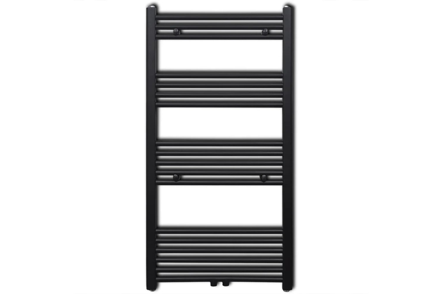 Vidaxl 141908 Black Bathroom Central Heating Towel Rail Radiator Straight 600x1160mm-2
