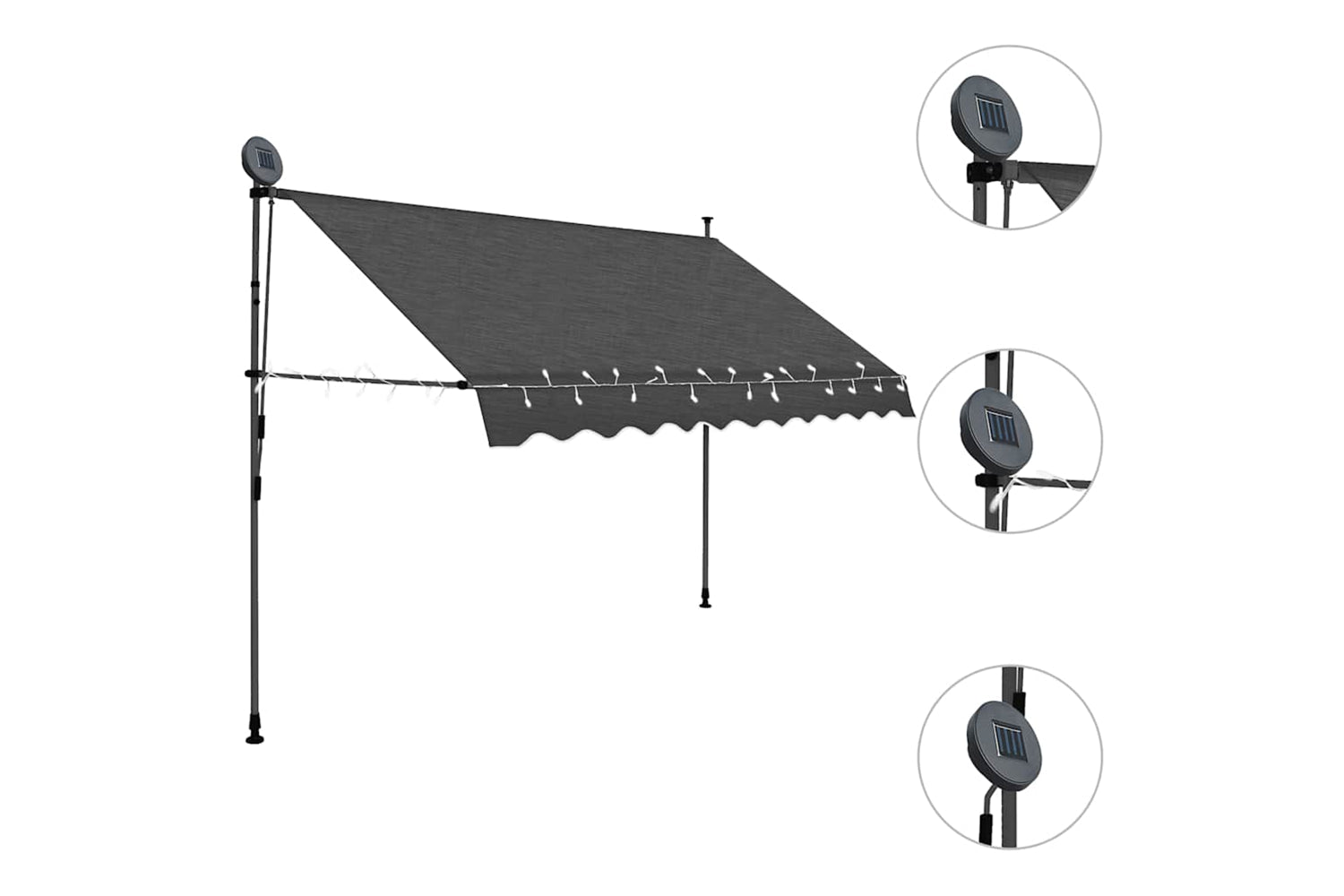 vidaXL 145866 Manual Retractable Awning With Led 300cm Anthracite-3