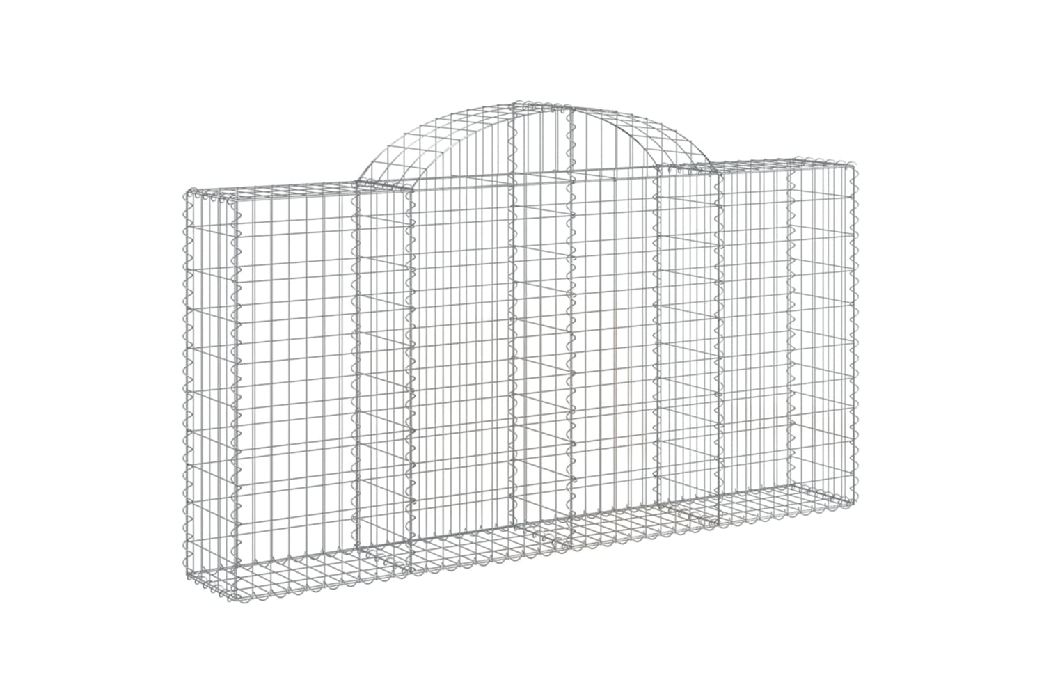 vidaXL 3146110 Arched Gabion Baskets 2 Pcs 200x30x100/120cm Galvanised Iron-2