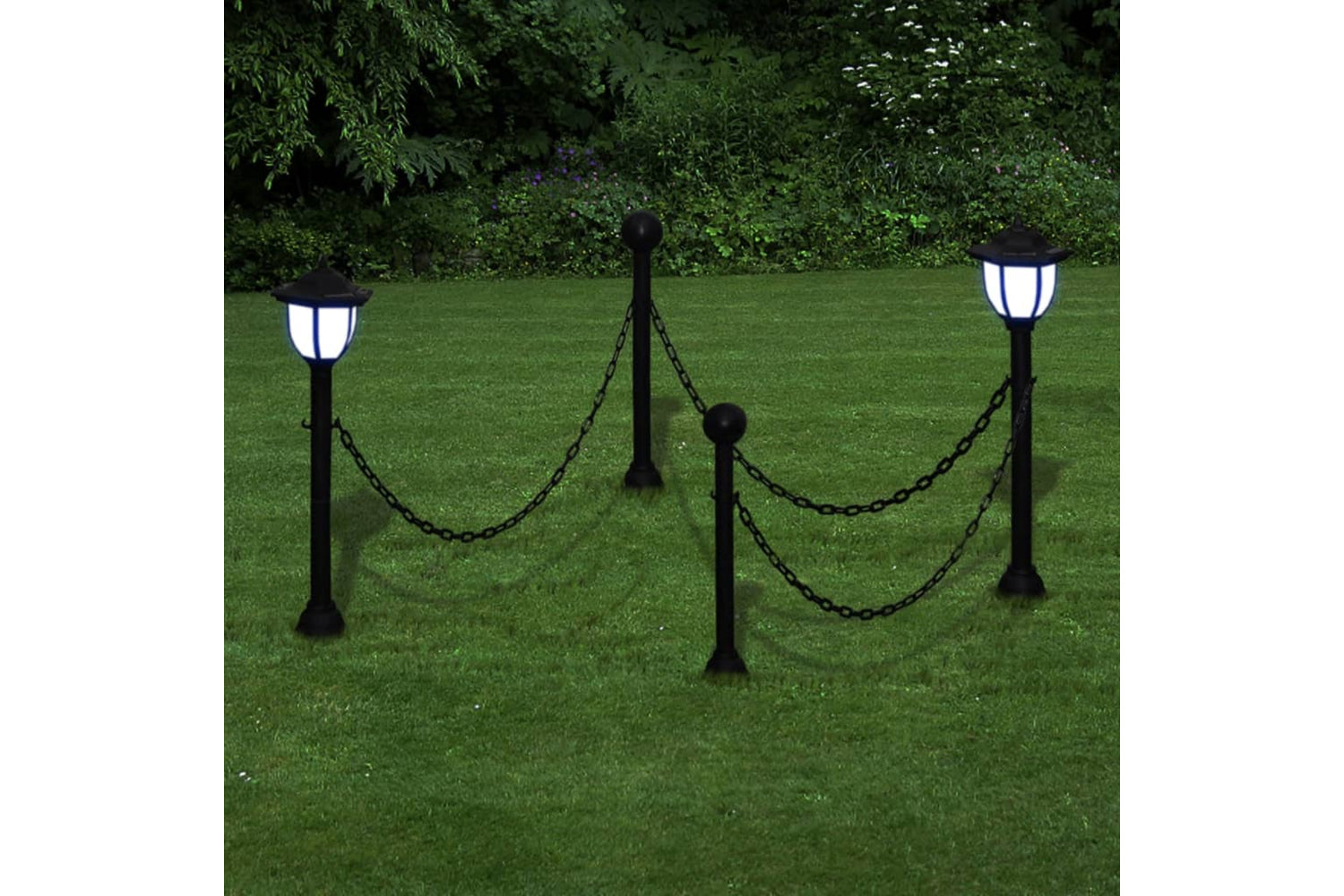 Vidaxl 277119 Solar Lights 4 Pcs With Chain Fence And Poles-2