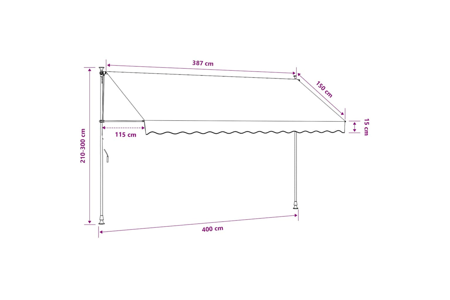 vidaXL 145854 Manual Retractable Awning With Led 400cm Yellow And Blue-9