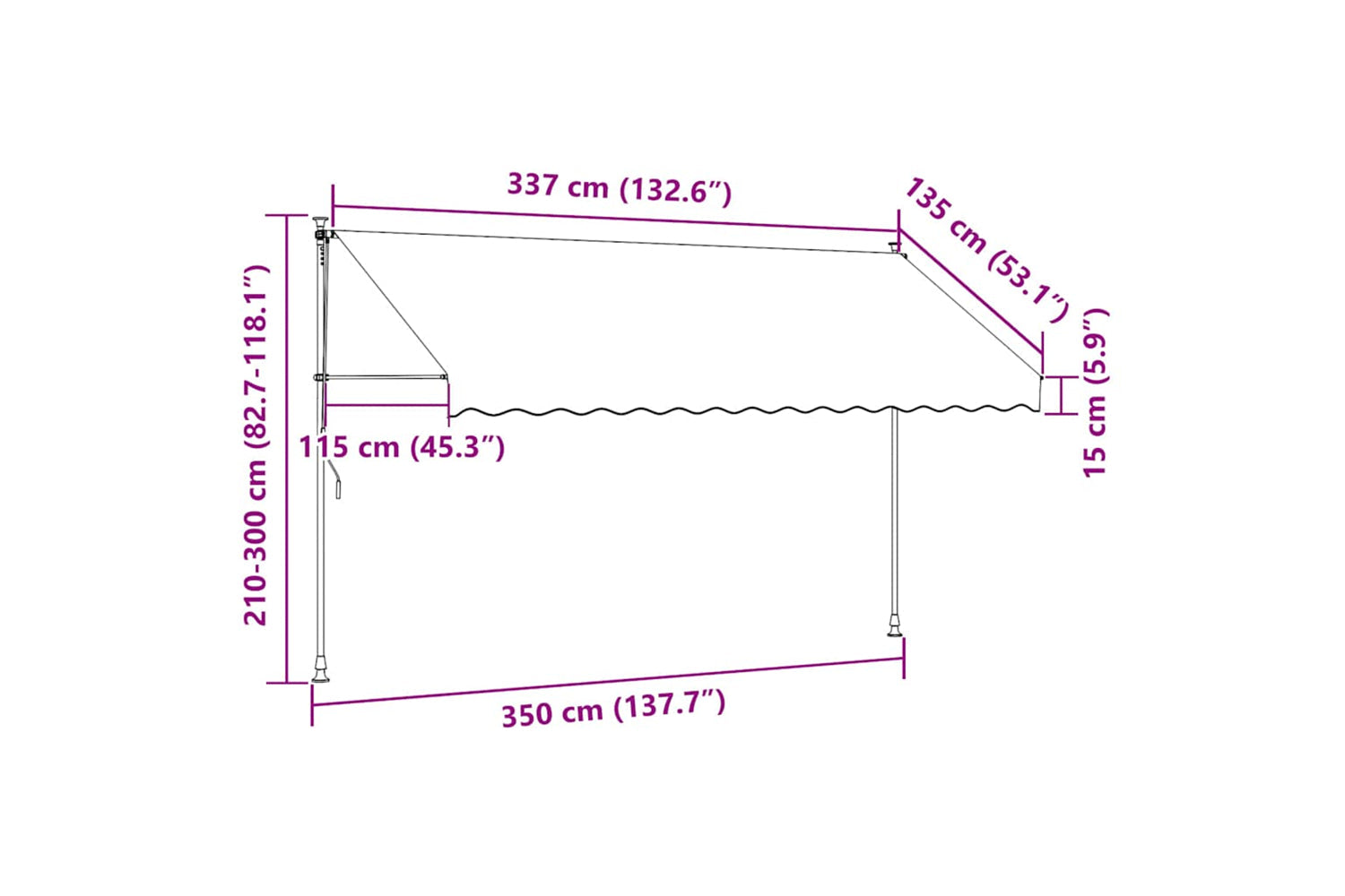 vidaXL 145853 Manual Retractable Awning With Led 350cm Yellow And Blue-8