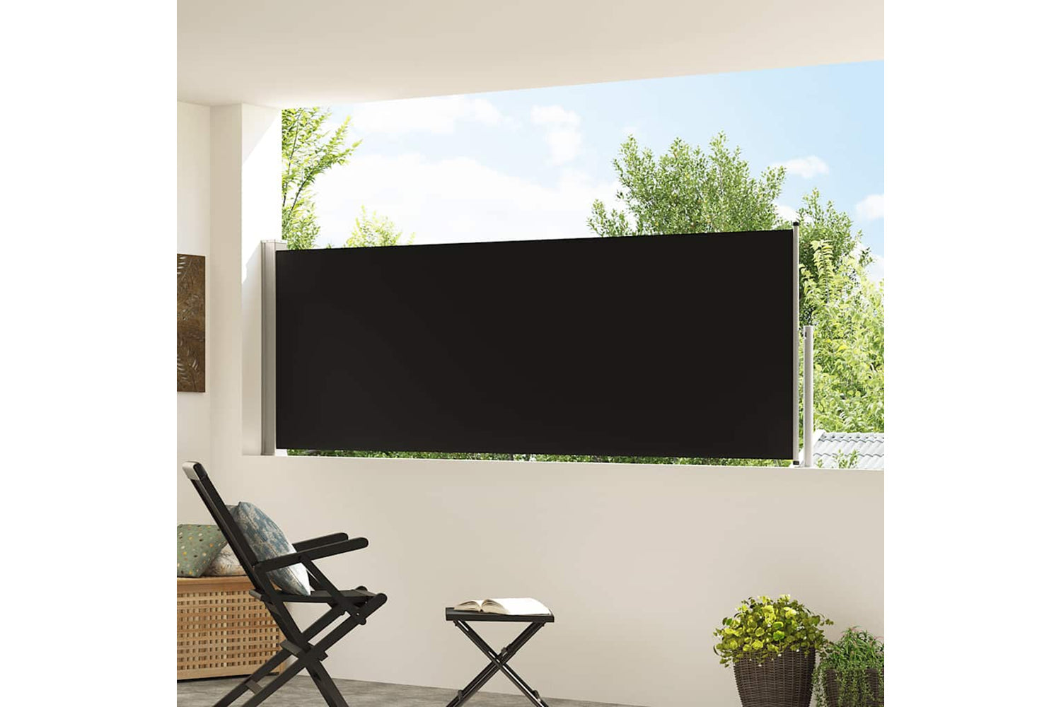 vidaXL 48370 Patio Retractable Side Awning 100x300cm Black-2