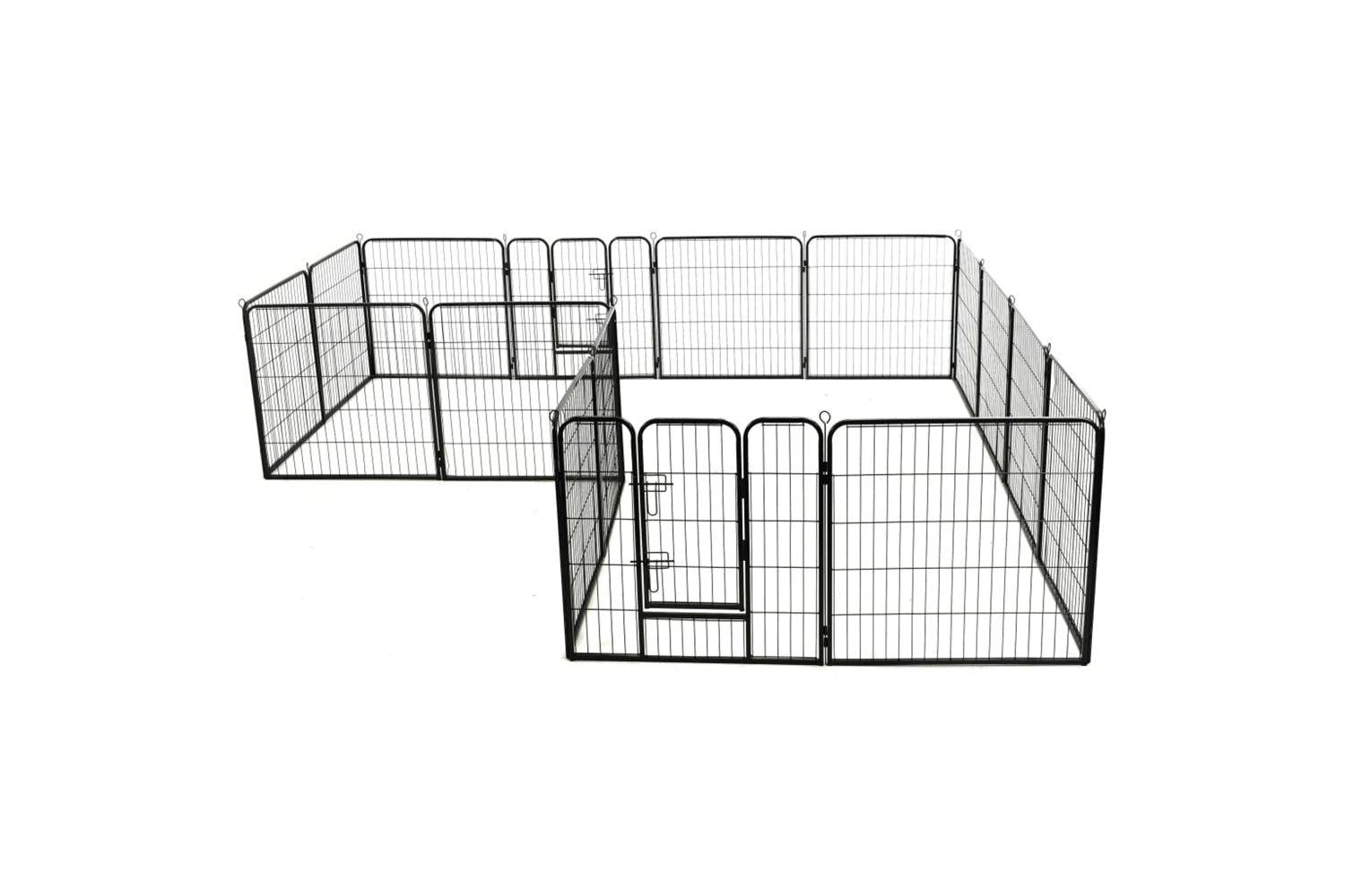 vidaXL 275491 Dog Playpen 16 Panels Steel 80x80cm Black-3