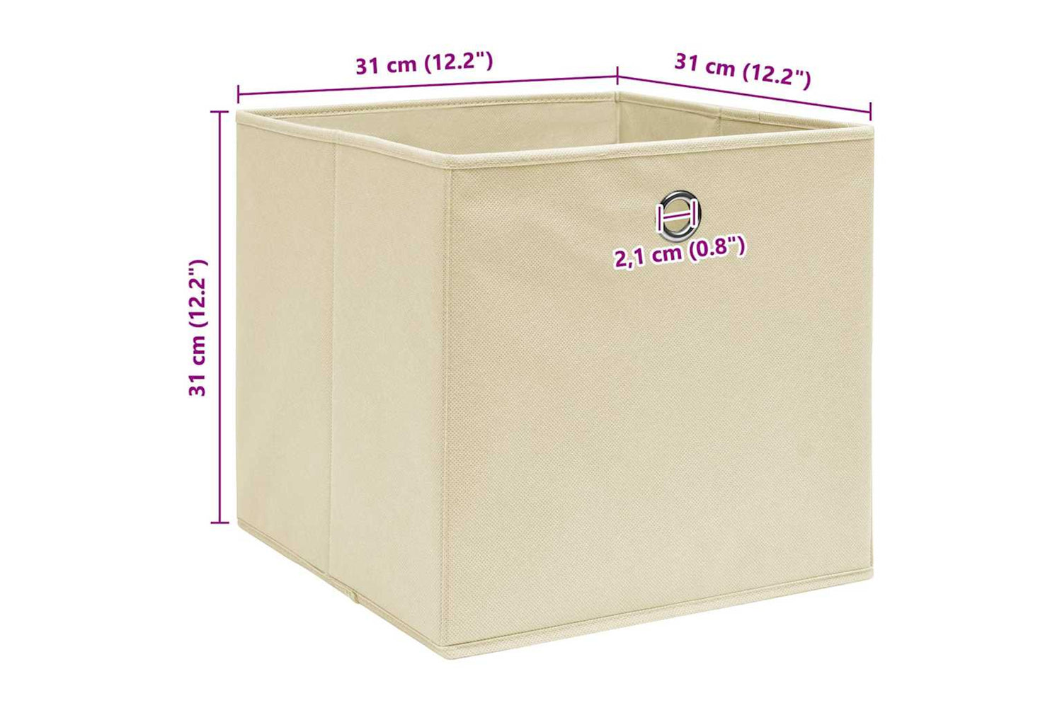 Vidaxl 288359 Storage Boxes 10 Pcs Cream 32x32x32 Cm Fabric-5