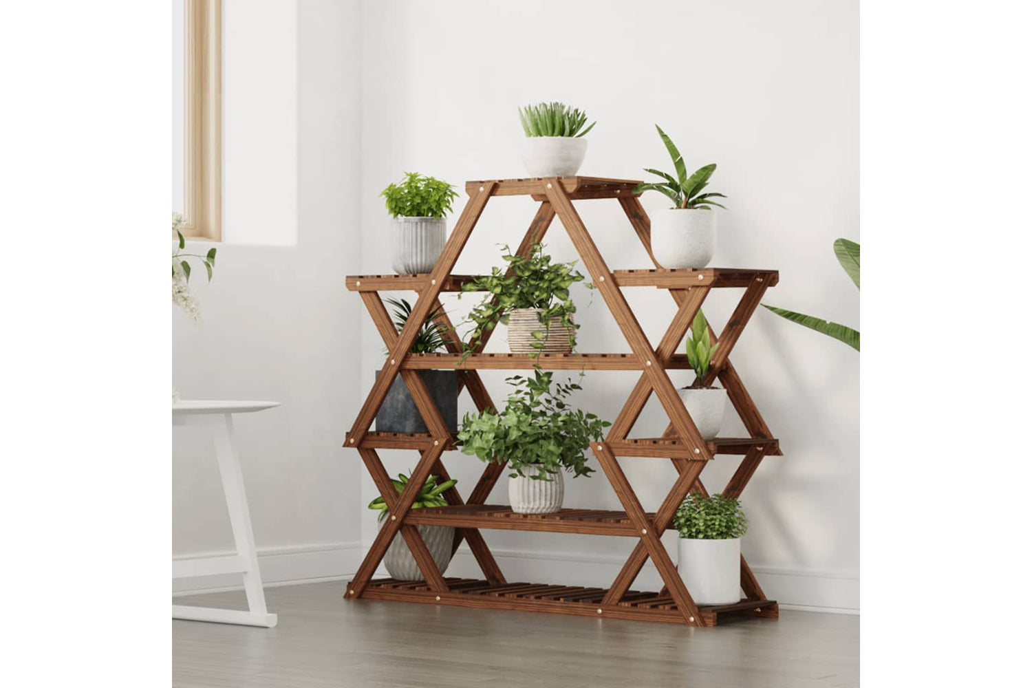 vidaXL 362877 Flower Stand 110x25x105cm Solid Wood Fir-2
