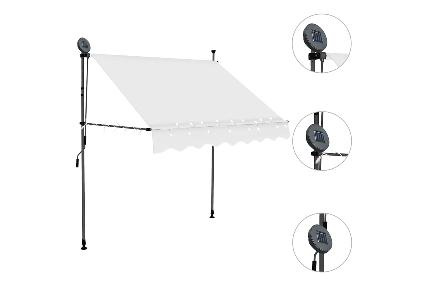 vidaXL 145869 Manual Retractable Awning With Led 100cm Cream-3
