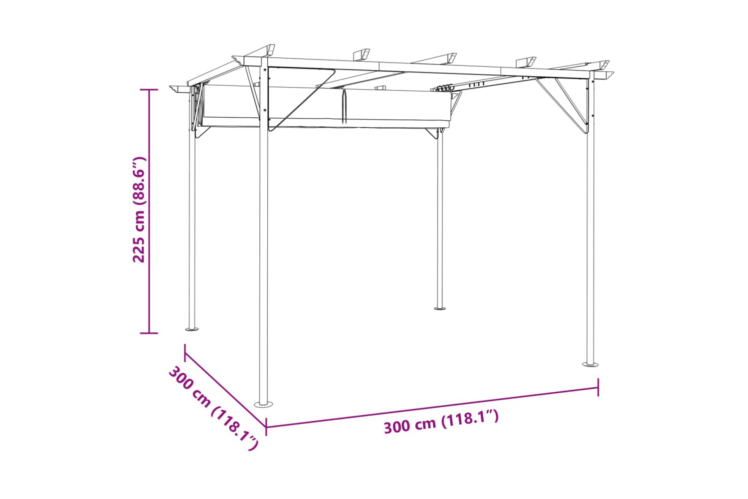 vidaXL 49325 Pergola With Retractable Roof Cream White 3x3 M Steel