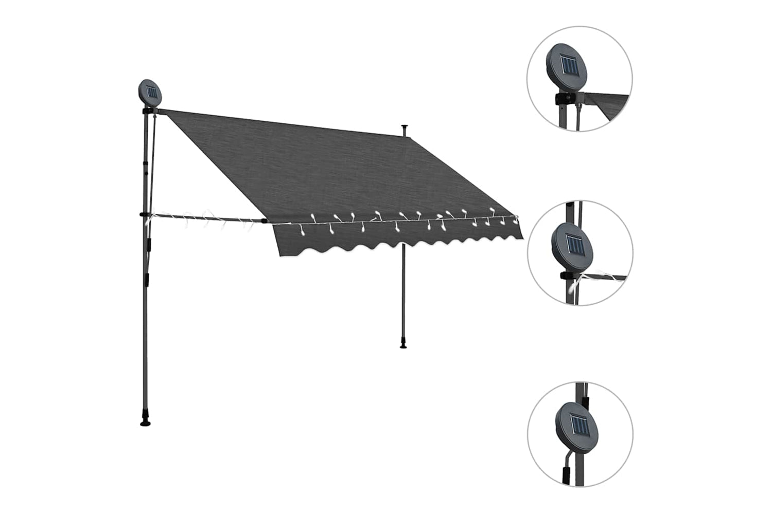 vidaXL 145865 Manual Retractable Awning With Led 250cm Anthracite-3