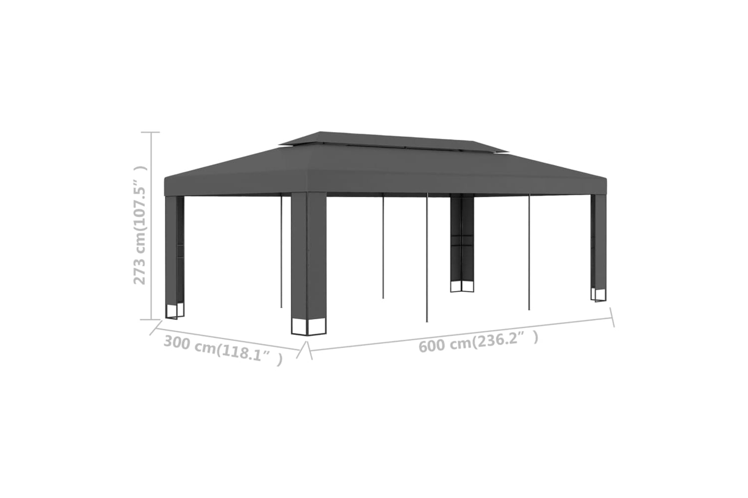Vidaxl 47953 Gazebo With Double Roof 3x6 M Anthracite-5