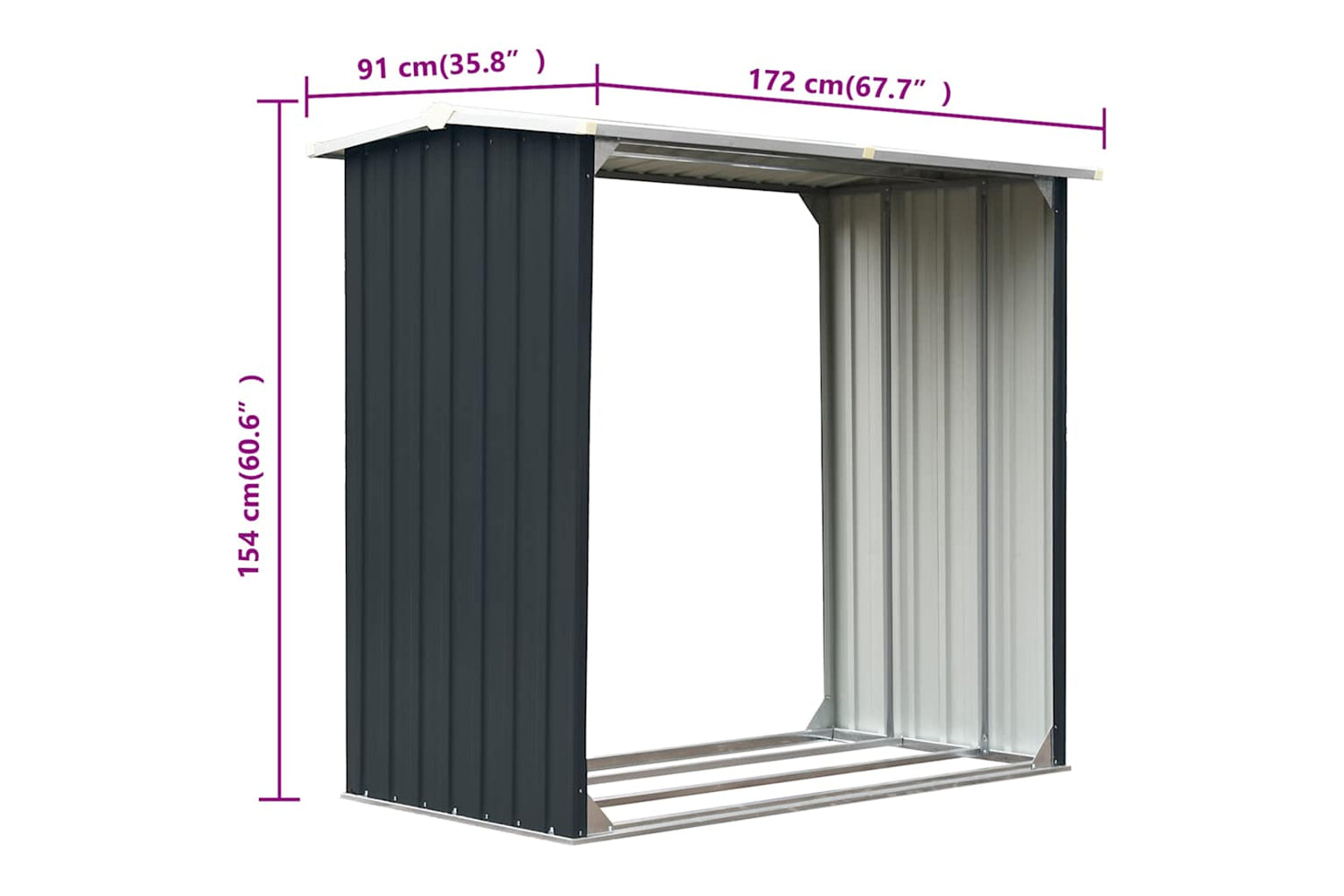 vidaXL 47082 Log Storage Shed Galvanised Steel 172x91x154cm Anthracite-5