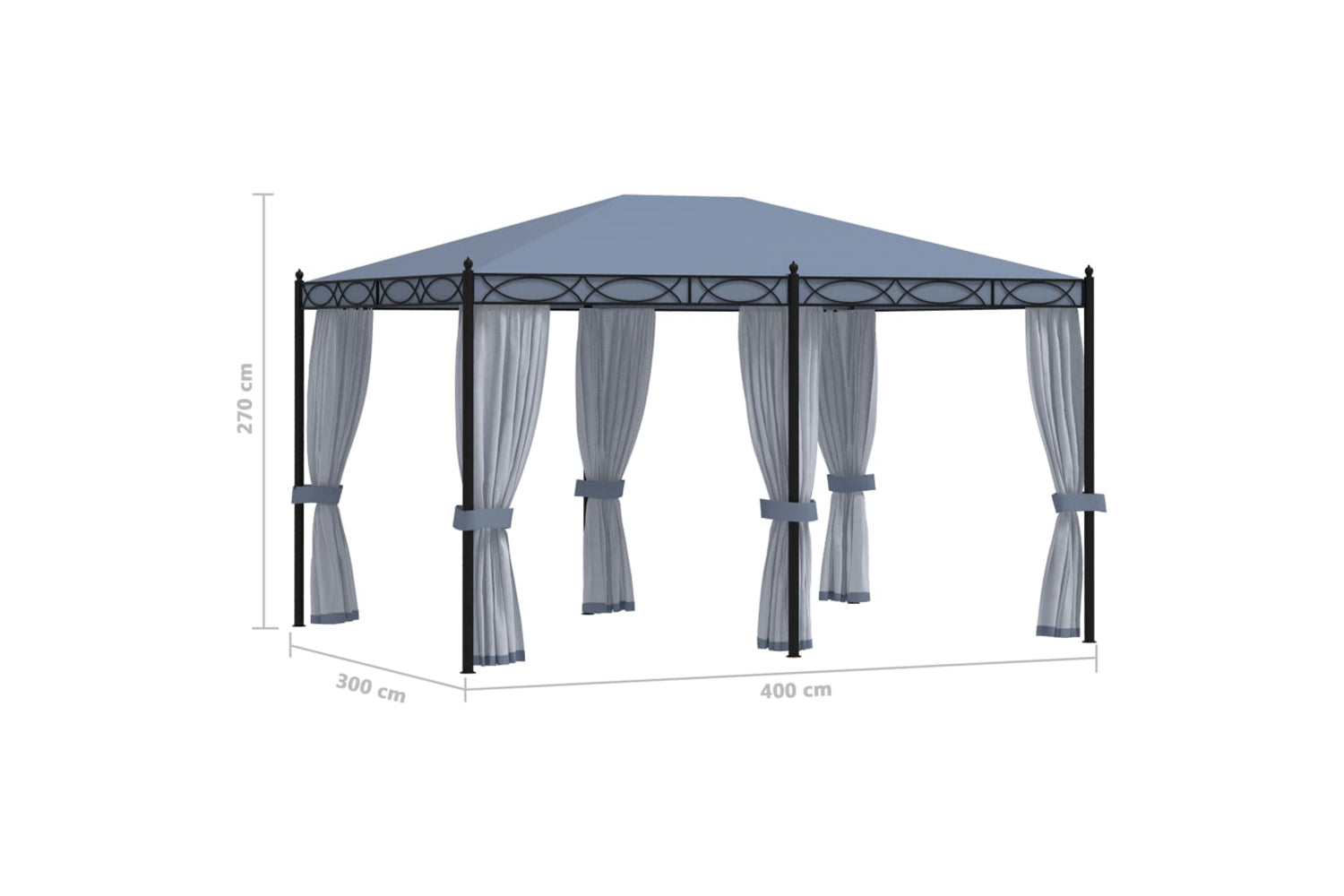 Vidaxl 48057 Gazebo With Mesh Screens 3x4 M Anthracite Steel-6