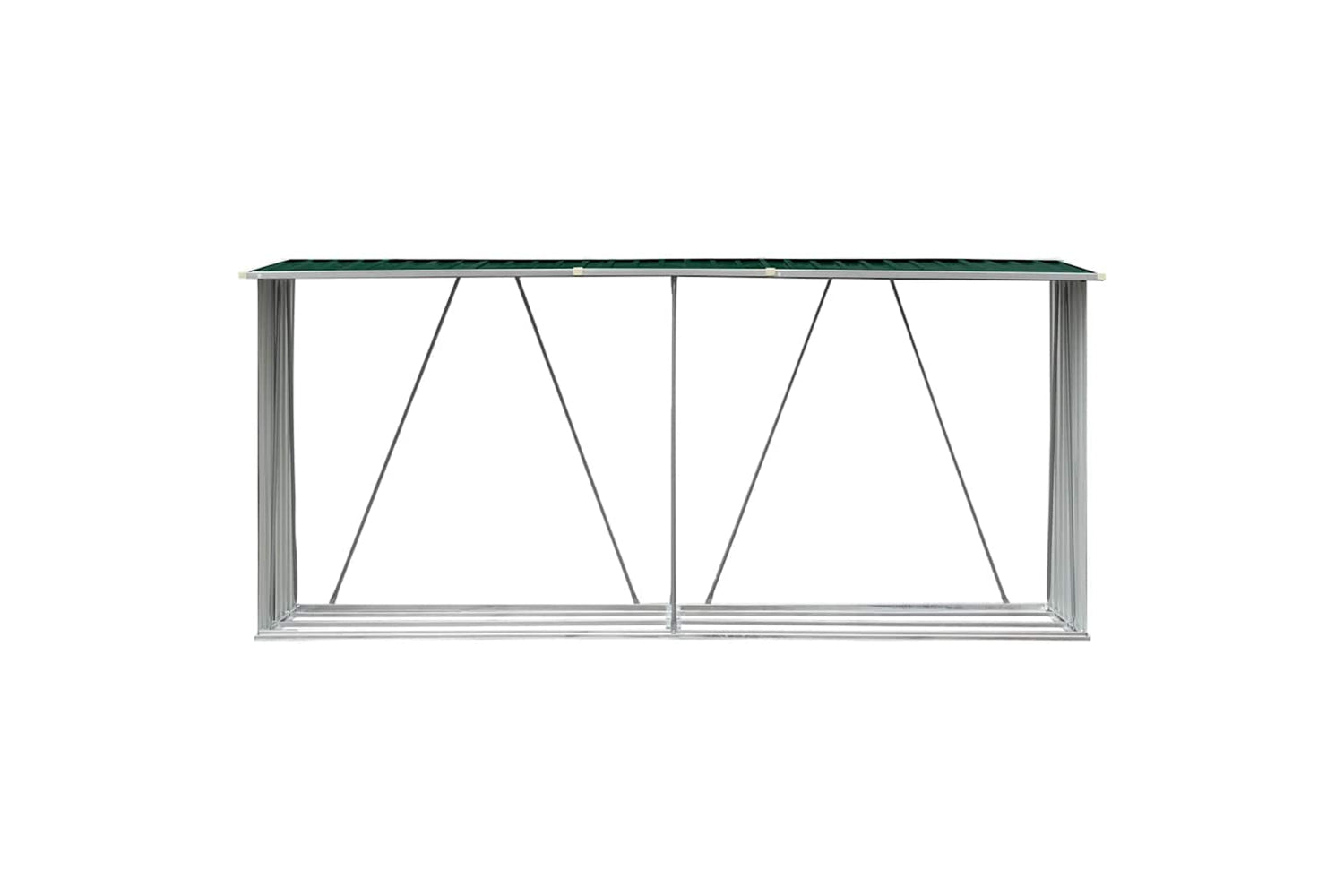 vidaXL 47083 Garden Log Storage Shed Galvanised Steel 330x84x152cm Green-5