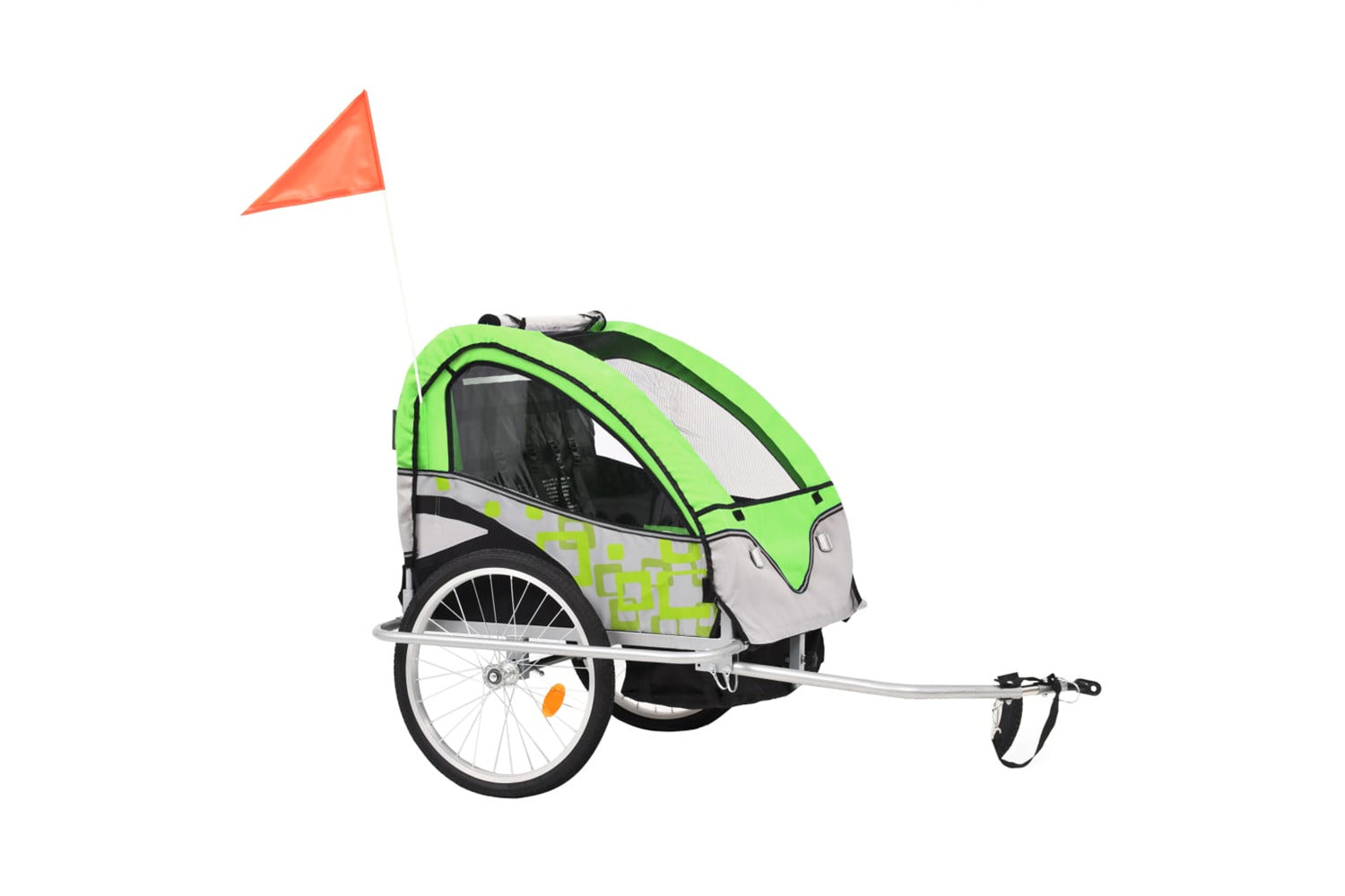 Vidaxl 2-in-1 Bike Trailer & Stroller Green And Grey-3