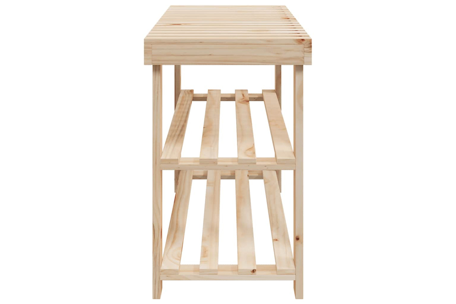 Vidaxl 241067 2-in-1 Shoe Rack With Bench Top Solid Fir Wood-3
