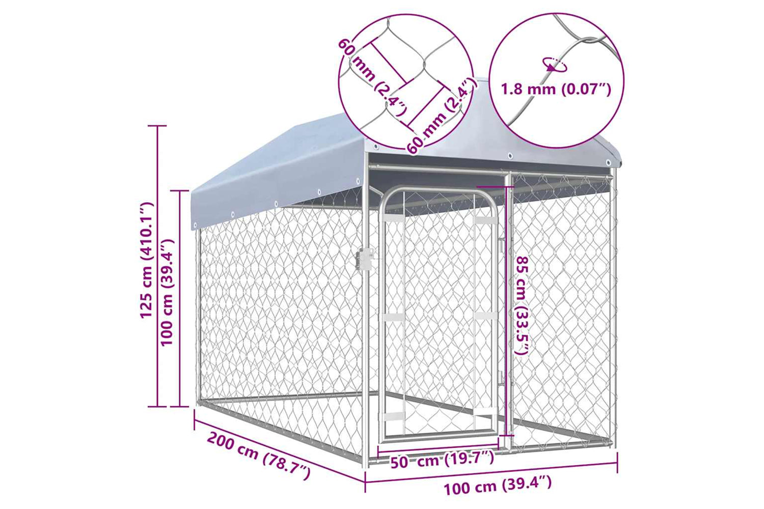 Vidaxl Outdoor Dog Kennel With Roof 200x100x125 Cm-6