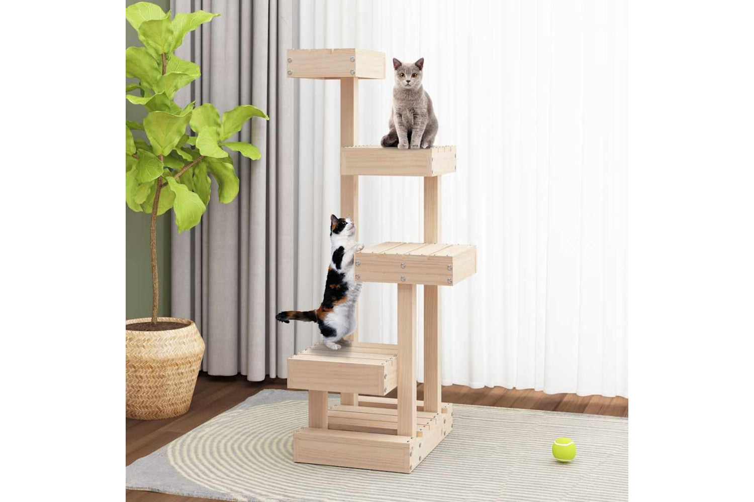 vidaXL 824648 Cat Tree 45.5x49x103cm Solid Wood Pine-2
