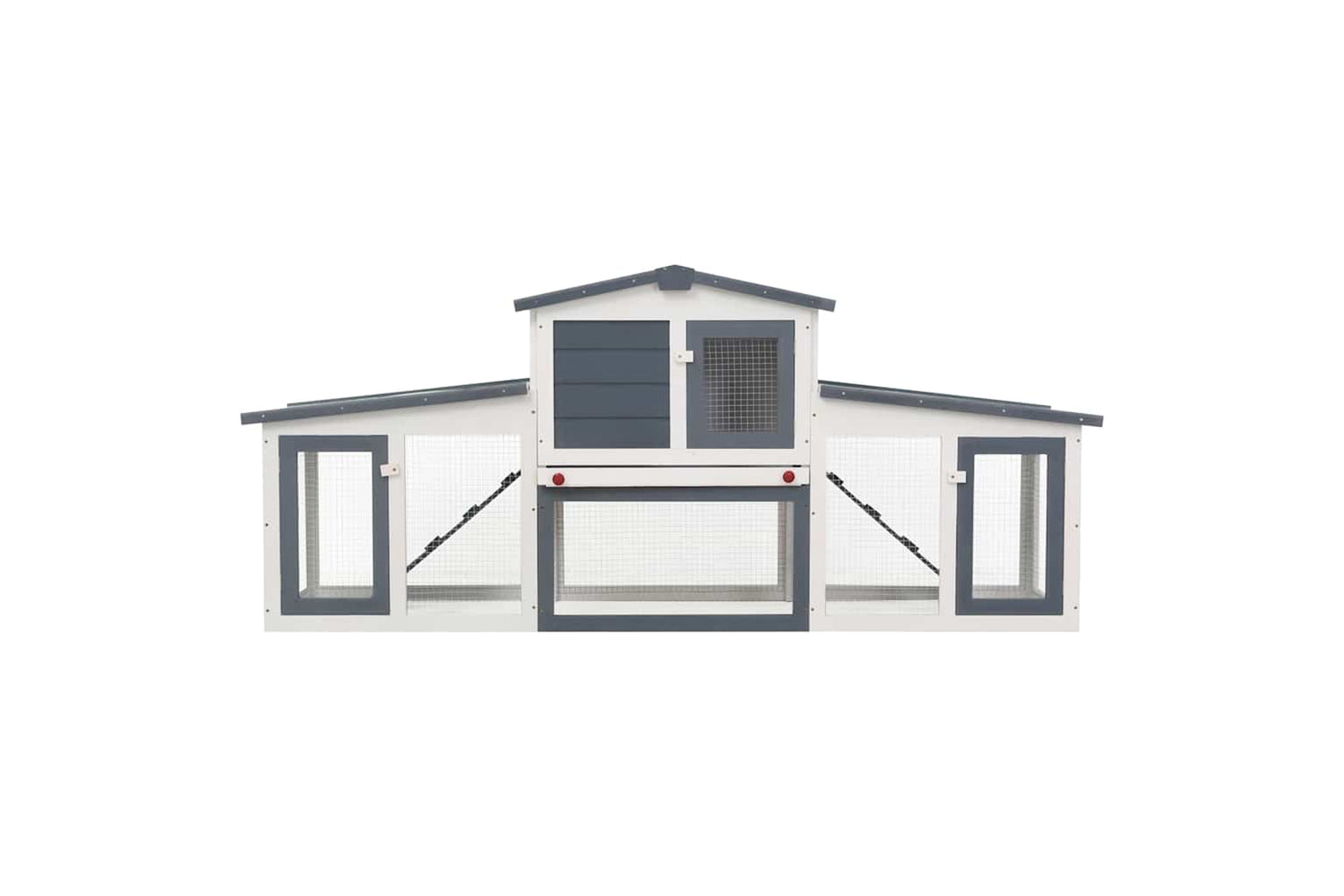 vidaXL 170843 Outdoor Large Rabbit Hutch Grey And White 204x45x85cm Wood-3