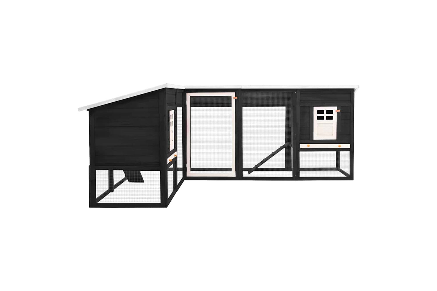 Vidaxl 170873 Outdoor Rabbit Hutch With Run Grey And White Solid Fir Wood-3