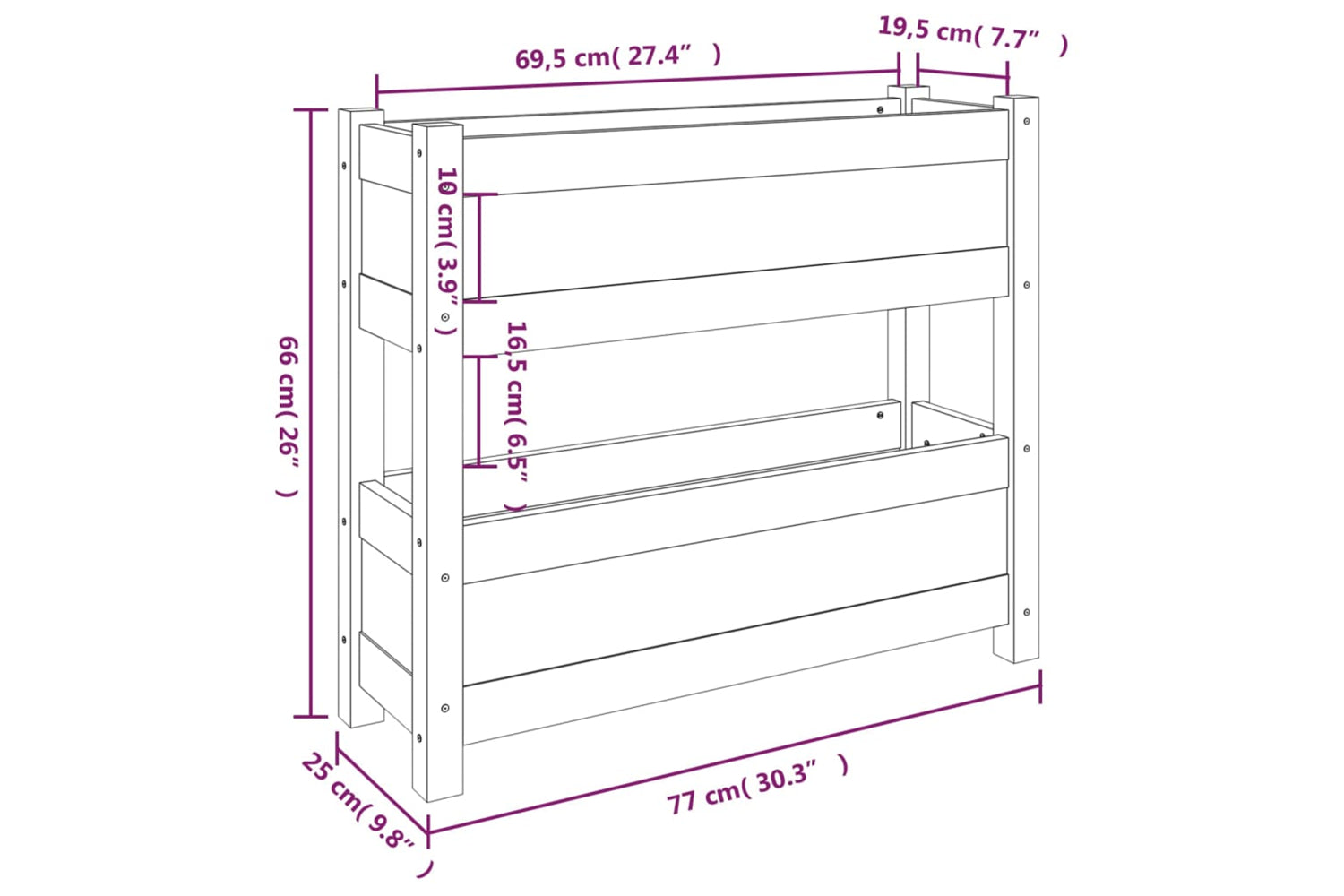 vidaXL 823944 Planter Honey Brown 77x25x66cm Solid Wood Pine-8
