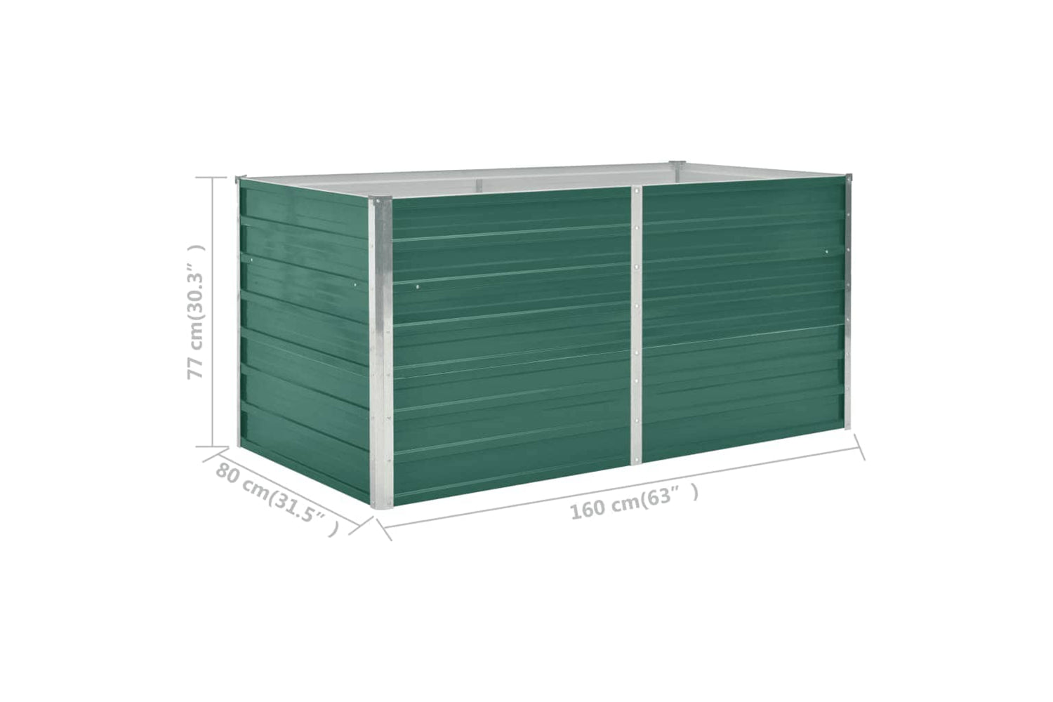 vidaXL 47010 Raised Garden Bed 160x80x77cm Galvanised Steel Green-6