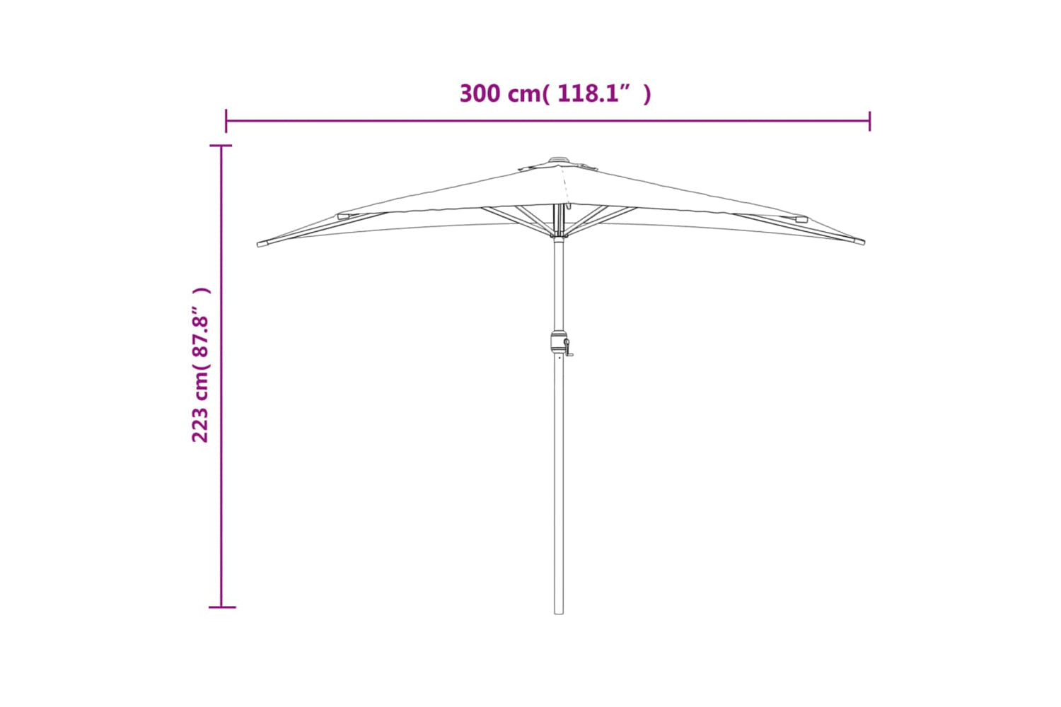 vidaXL 44591 Balcony Parasol With Aluminium Pole Sand 300x155cm Half-8