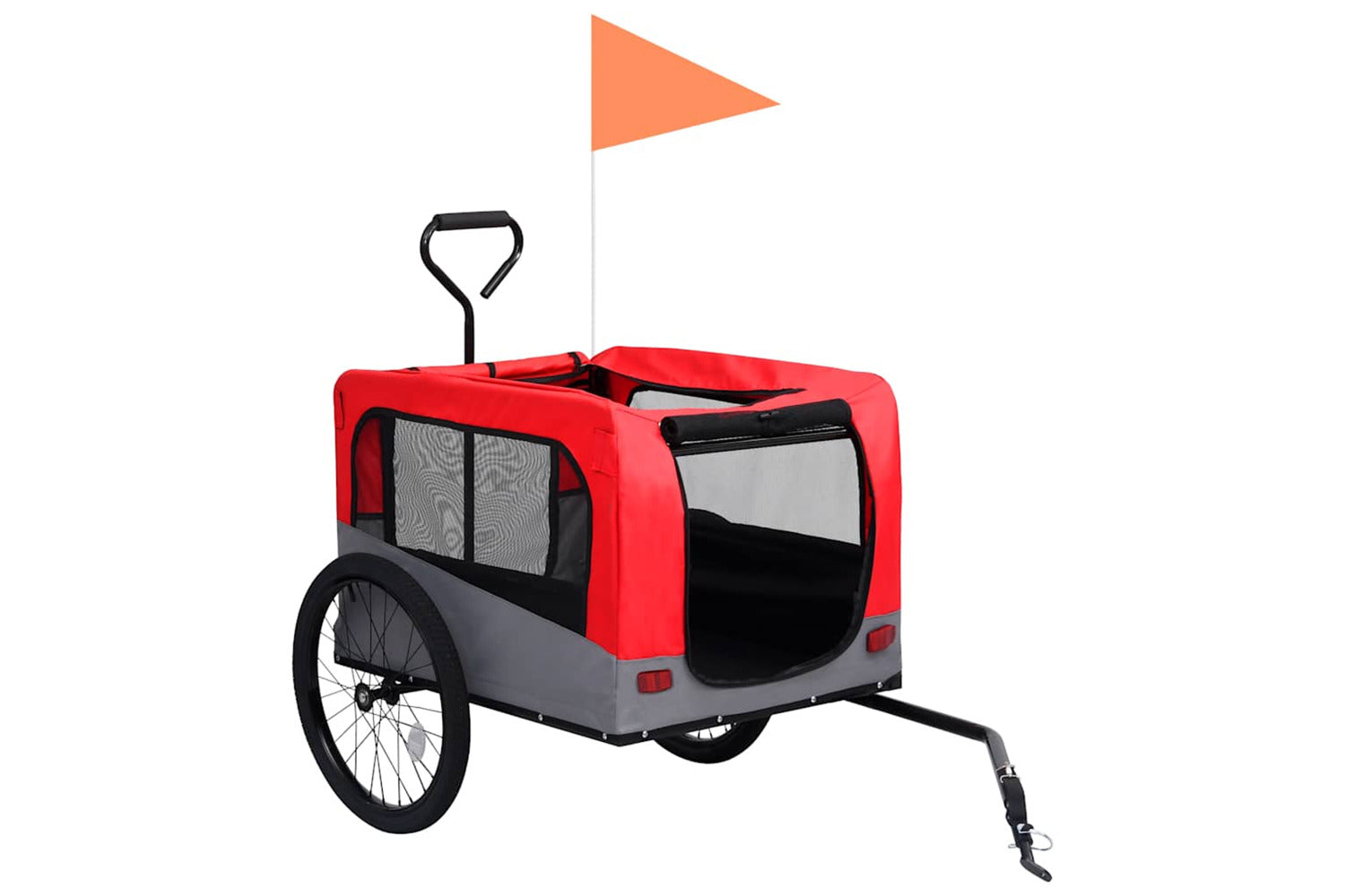 Vidaxl 2-in-1 Pet Bike Trailer & Jogging Stroller Red And Grey-3