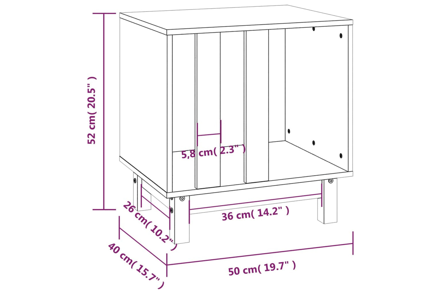 vidaXL 822472 Dog House White 50x40x52cm Solid Wood Pine-7
