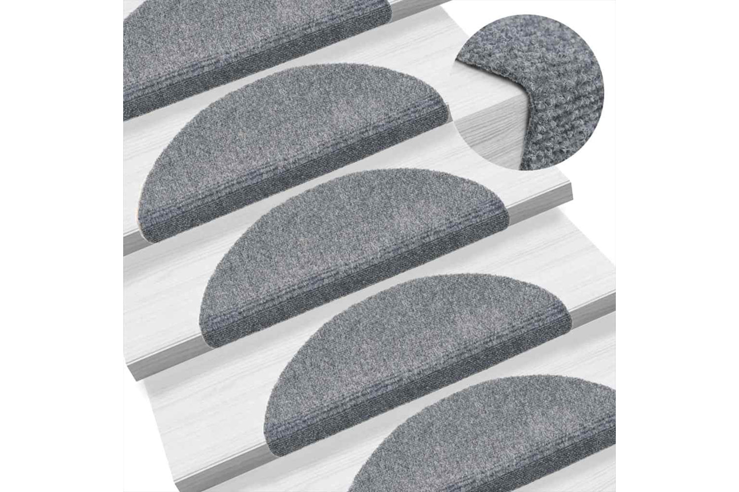 vidaXL 149681 Self-adhesive Stair Mats 10 Pcs Light Grey 56x17xcm Needle Punch-5