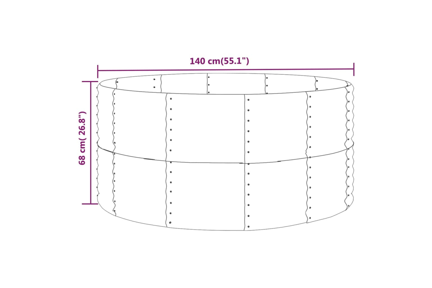 vidaXL 319092 Garden Raised Bed Silver 140x140x68cm Powder-coated Steel-3