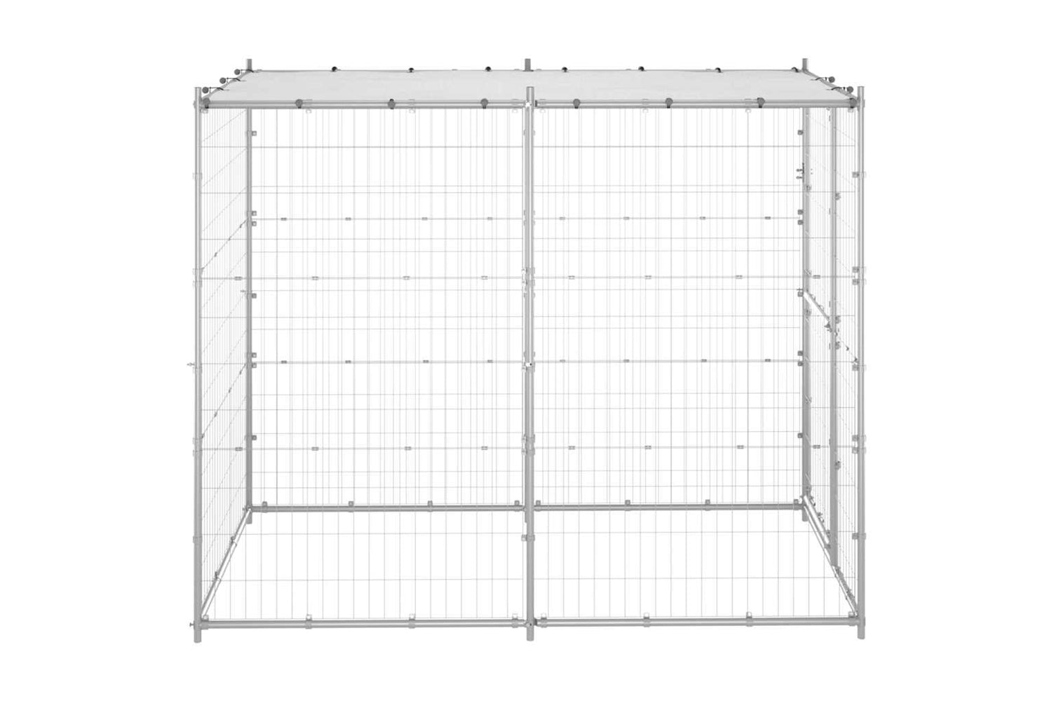 Vidaxl Outdoor Dog Kennel Galvanised Steel With Roof 110x220x180 Cm-3