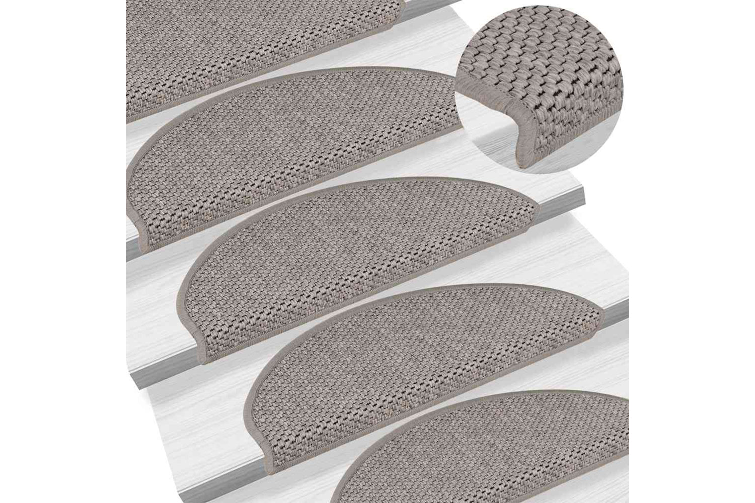 Vidaxl 326871 Stair Mats Self-adhesive Sisal-look 15 Pcs 65x21x4 Cm Silver-6