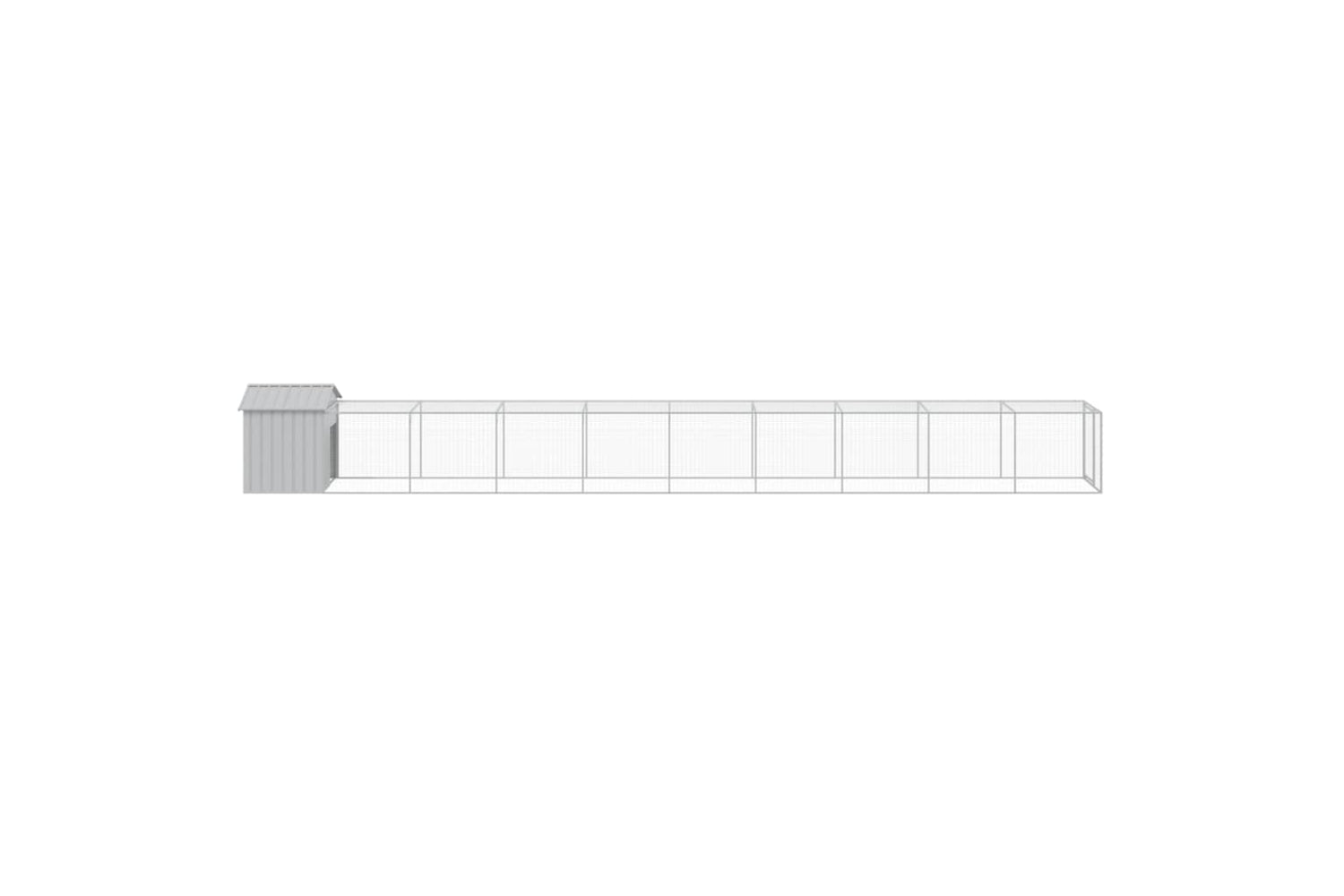 vidaXL 3189077 Chicken Cage With Run Light Grey 117x1017x123cm Galvanised Steel-3