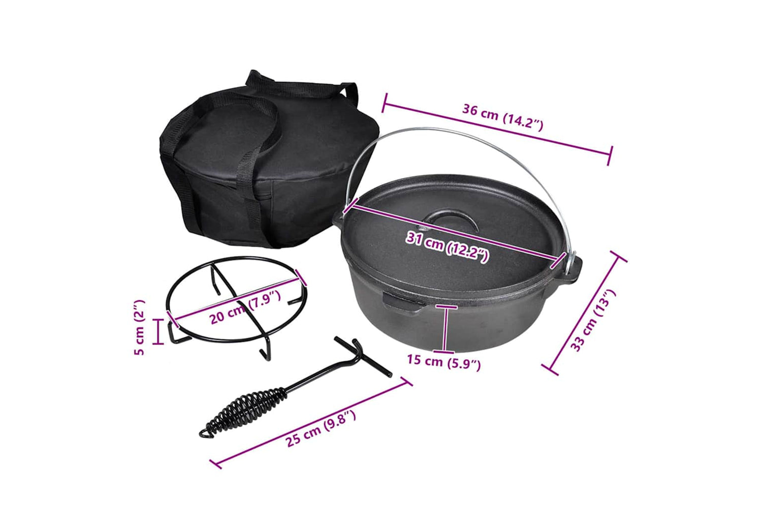 Vidaxl 41563 Dutch Oven 5.6 L Including Accessories-6