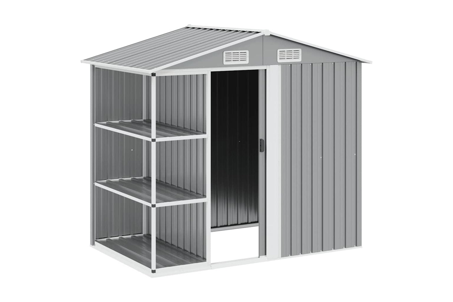 vidaXL 47103 Garden Shed With Rack Grey 205x130x183cm Iron-2