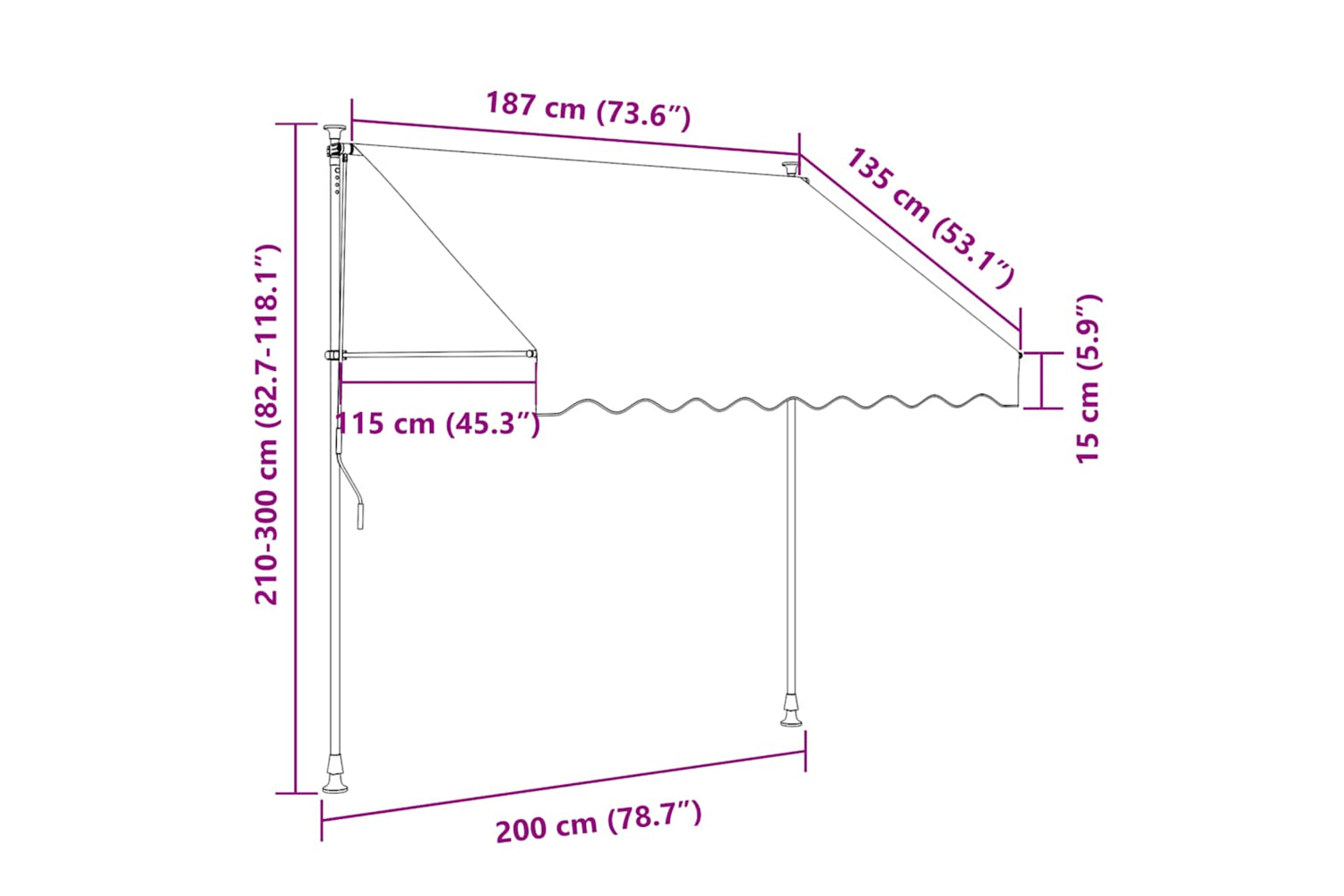 vidaXL 145843 Manual Retractable Awning With Led 200cm Blue And White-8