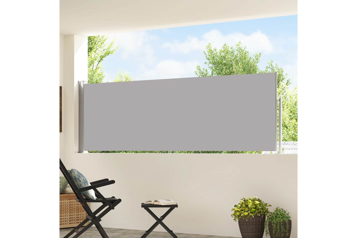 vidaXL 48386 Patio Retractable Side Awning 100x500cm Grey-2