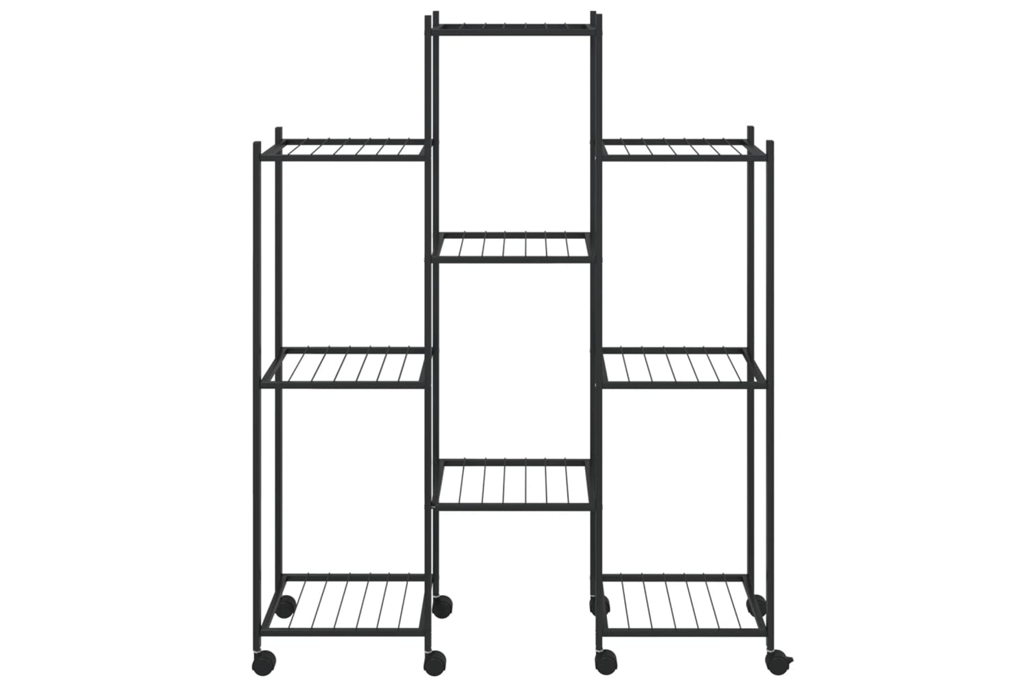 vidaXL 343124 Flower Stand With Wheels 83x25x103.5cm Black Iron-2