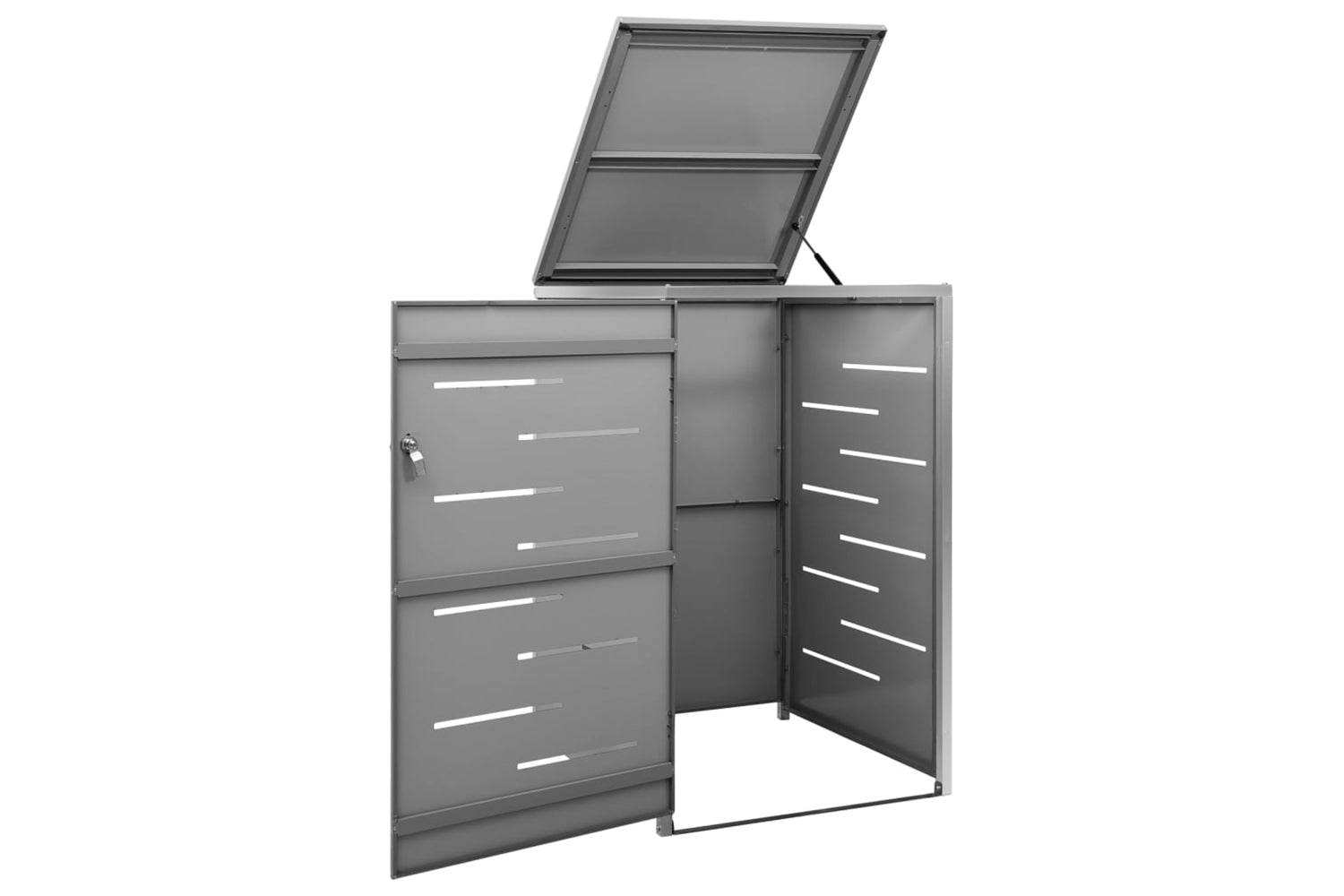 vidaXL Single Wheelie Bin Shed 69x77.5x112.5cm Stainless Steel-2