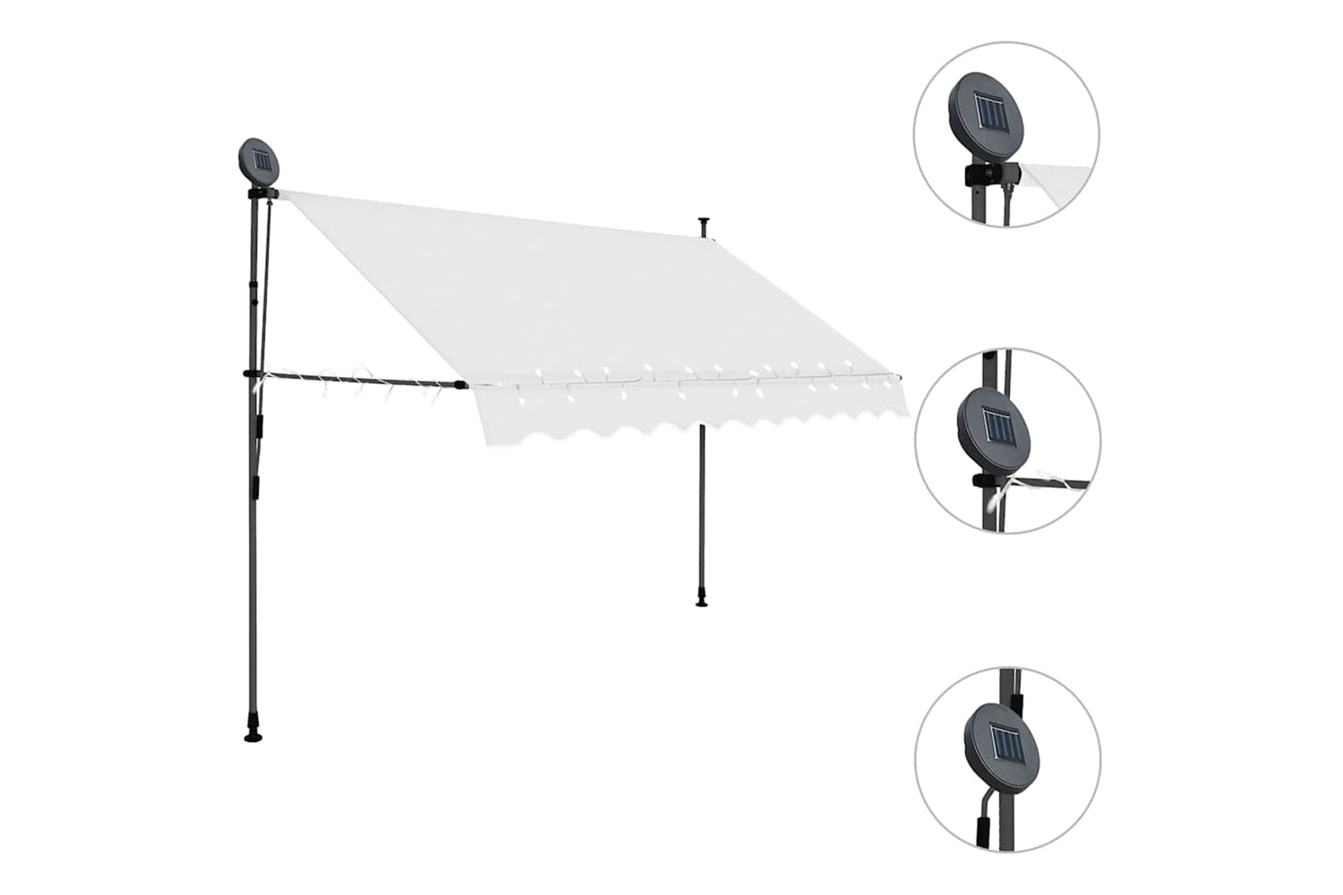 vidaXL 145873 Manual Retractable Awning With Led 300cm Cream-3