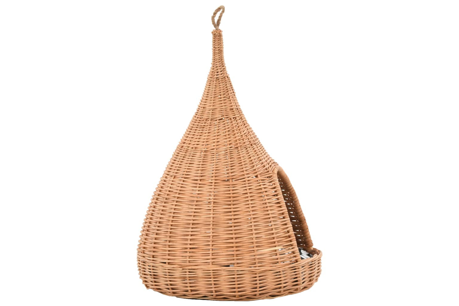 vidaXL 170777 Cat House With Cushion 40x60cm Natural Willow Teepee-3