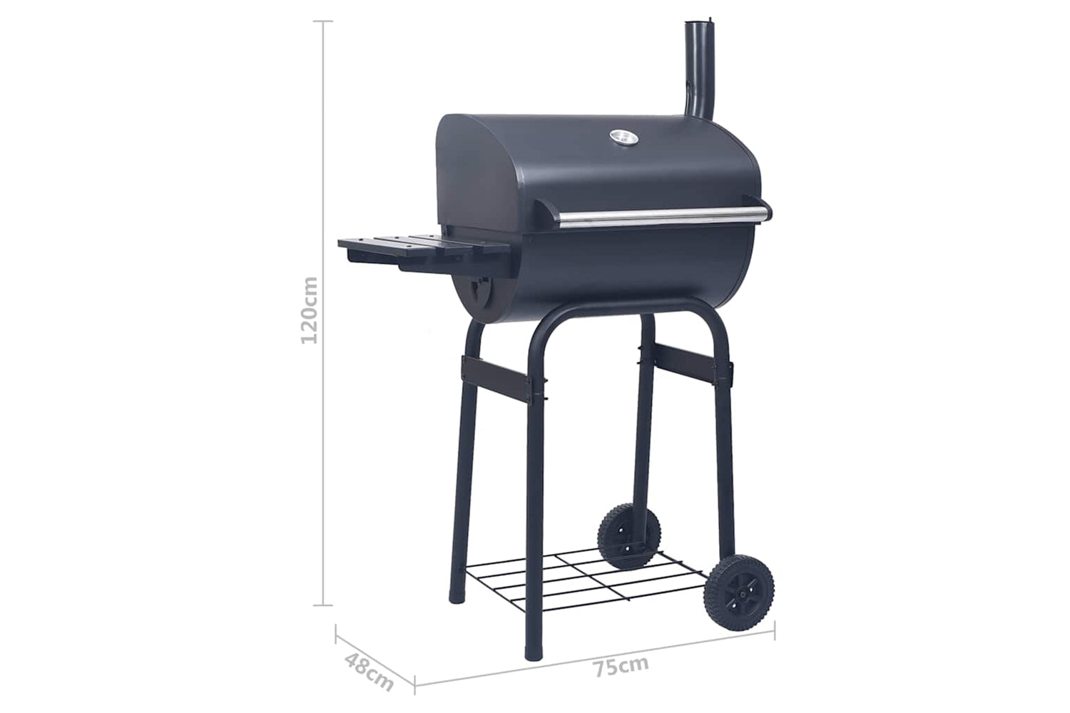Vidaxl Charcoal Bbq Grill Smoker With Bottom Shelf Black-9