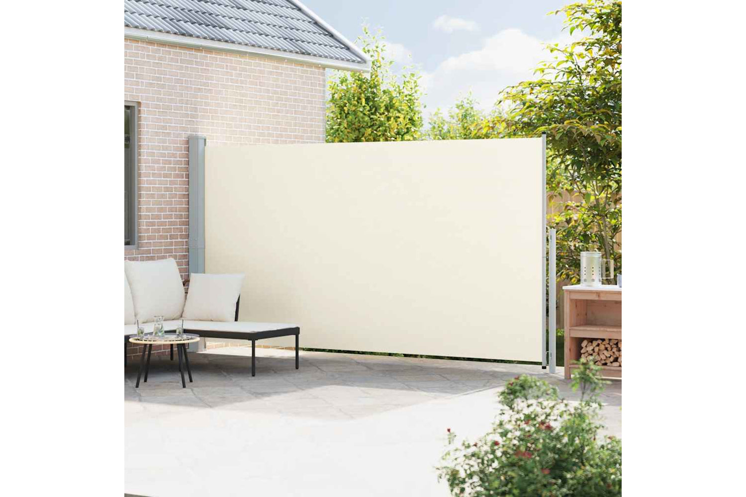 vidaXL 313418 Patio Retractable Side Awning 200x500cm Cream-2