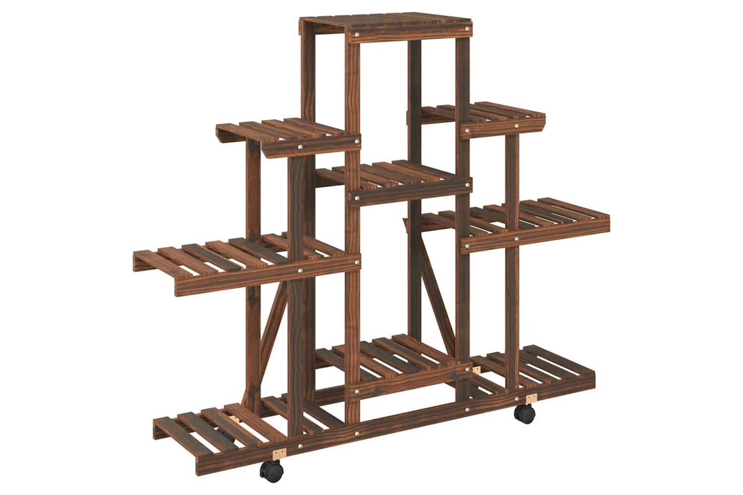 vidaXL 362851 Flower Stand With Wheels 110x25x101cm Solid Wood Fir-3