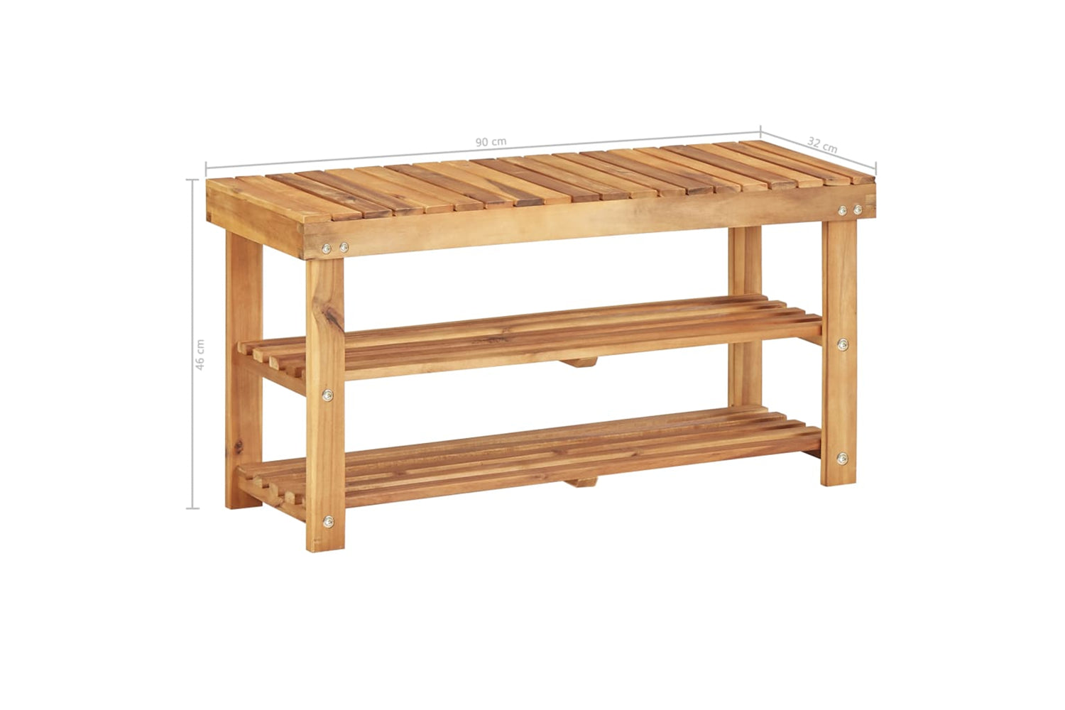 vidaXL 45931 Shoe Rack 90x32x46cm Solid Acacia Wood-5