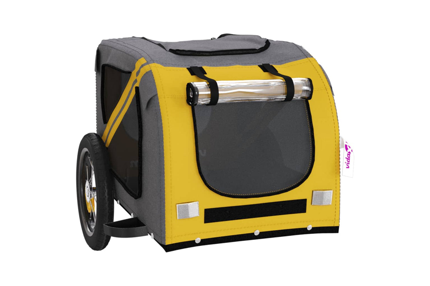 Vidaxl 93868 Pet Bike Trailer Yellow And Grey Oxford Fabric And Iron-4
