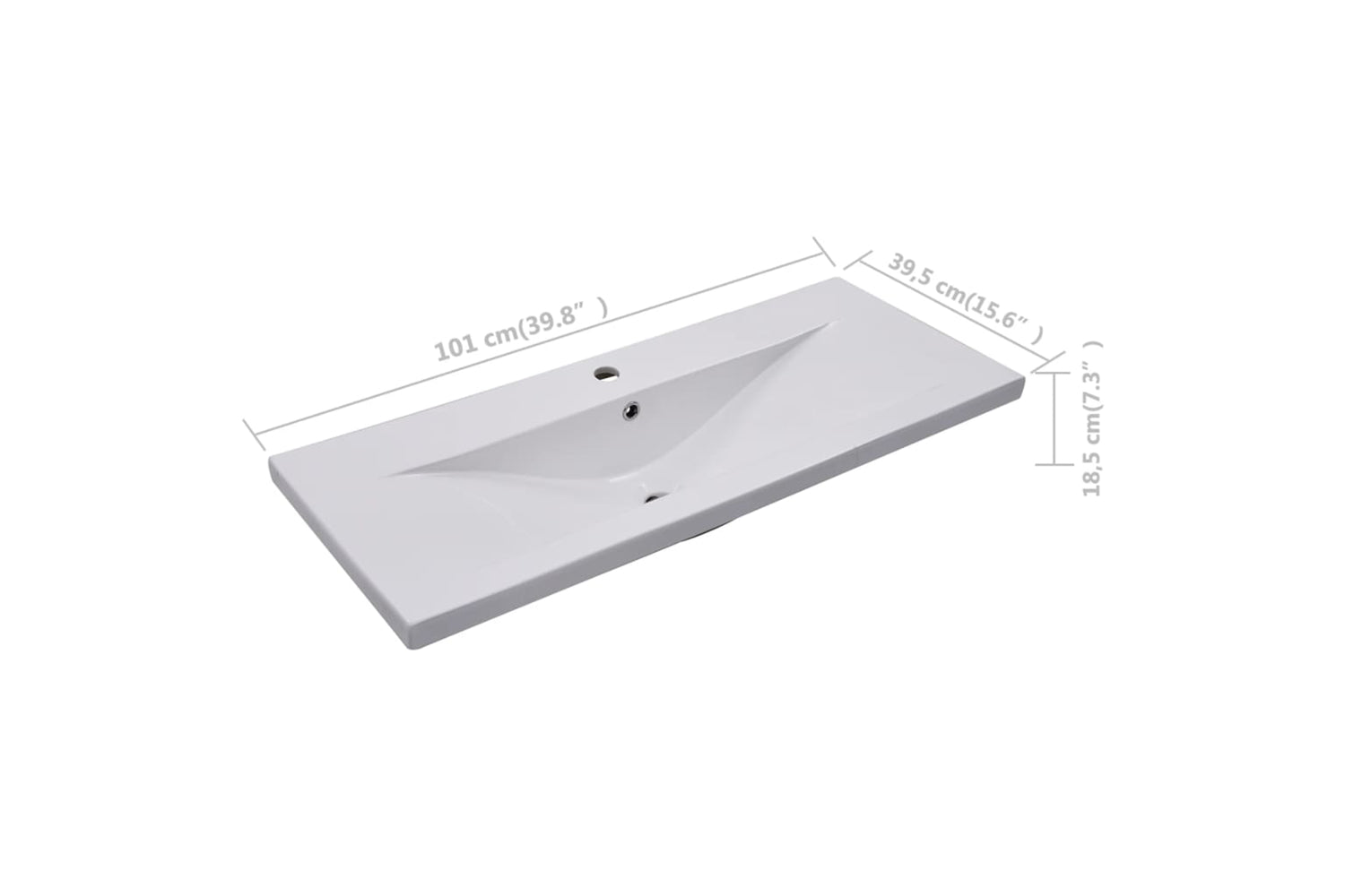 vidaXL 145064 Built-in Basin 101x39.5x18.5cm Ceramic White-6