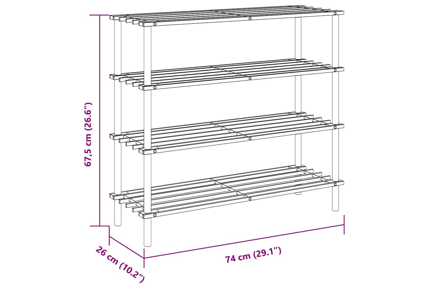 Vidaxl 285201 4-tier Shoe Rack Solid Fir Wood-6
